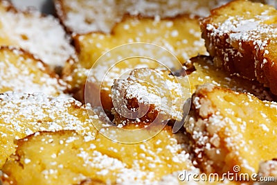 Pound Cake with confectioners sugar Stock Photo