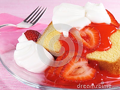 Pound Cake With Strawberries Stock Photo