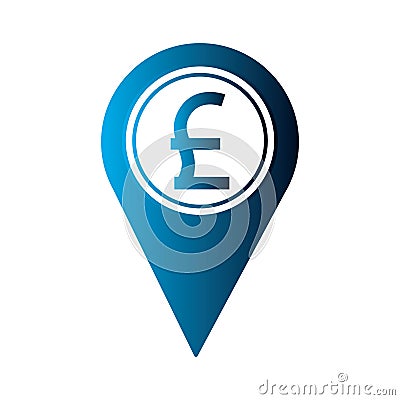 Pound great britain coin currency money pointer location Vector Illustration