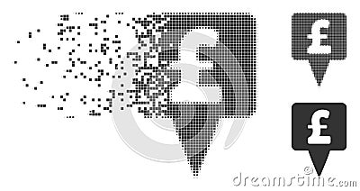 Pound Map Pointer Shredded Pixel Halftone Icon Vector Illustration