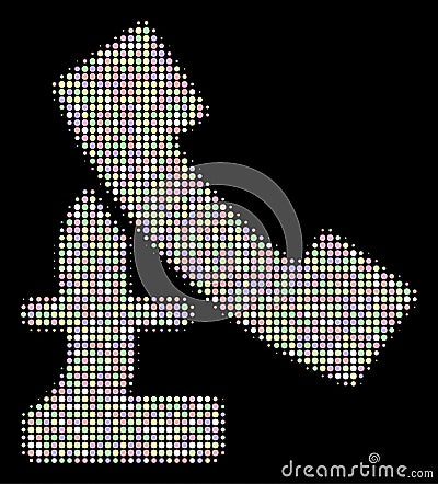 Pound Pay Phone Halftone Mosaic of Circles Vector Illustration