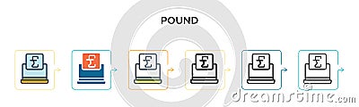 Pound sign on monitor screen vector icon in 6 different modern styles. Black, two colored pound sign on monitor screen icons Vector Illustration