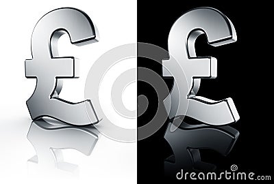 Pound sign on white and black reflective floor Stock Photo