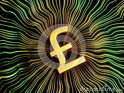 Pound Sterling Currency Converging Lines Abstract Modern 3D Illustration Concept Stock Photo