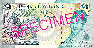 5 pound sterling note reverse Editorial Stock Photo