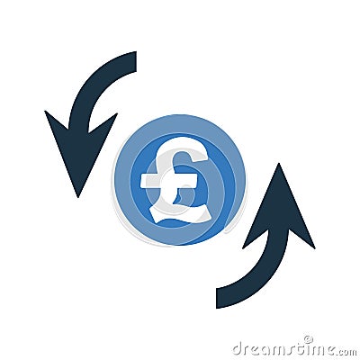Pound sterling rotation update icon. Glyph vector isolated on a white background Vector Illustration