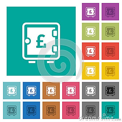 Pound strong box square flat multi colored icons Stock Photo