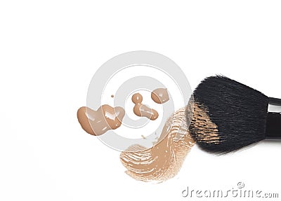 Foundation with makeup brush Stock Photo