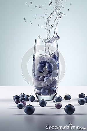 Poured sparkling Blueberry juice AI generated Stock Photo