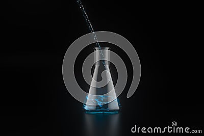 Pouring the chemicals into the flask, 3d rendering Stock Photo