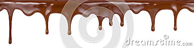 Pouring chocolate dripping from cake top isolated Stock Photo