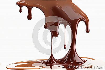 Pouring chocolate dripping isolated on transparent or white background Stock Photo