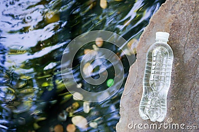 Pouring clear water on nature background copy space Stock Photo