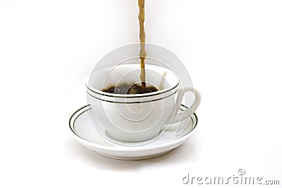 Pouring coffee on a cup Stock Photo