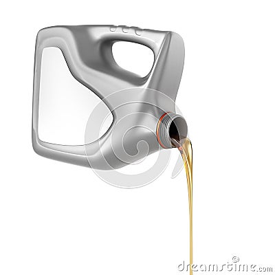 Pouring engine oil from its plastic container. Stock Photo