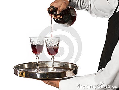 Pouring glasses of wine Stock Photo