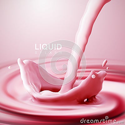 Pouring liquid crown splash on swirling whirlpool creamy background. Vector Illustration