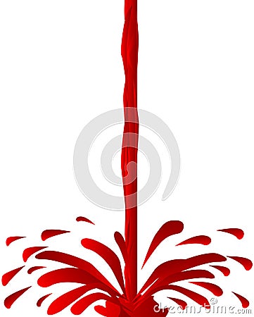 Pouring Red Wine With Splash Over A White Background Vector Illustration