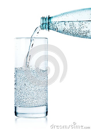 Pouring sparkling water in a glass Stock Photo