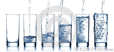 Pouring water in to a glass Stock Photo