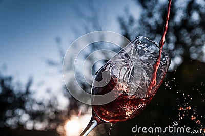 Pouring the wine Stock Photo