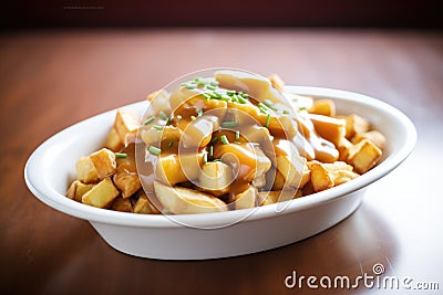 poutine with cheese curds and gravy Stock Photo