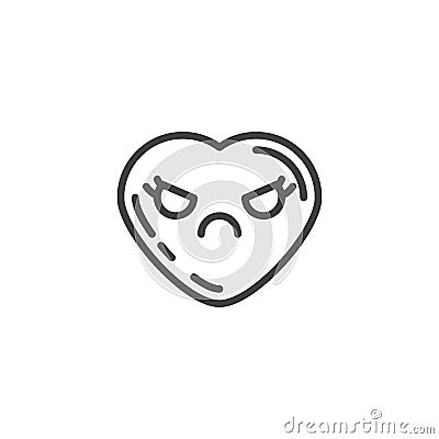 Pouting heart face emoji line icon Vector Illustration