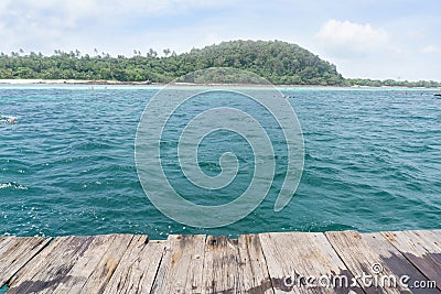 Pov on raft with people snorkeling in sea Stock Photo