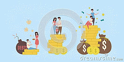 Poverty Flat Colored Composition Vector Illustration