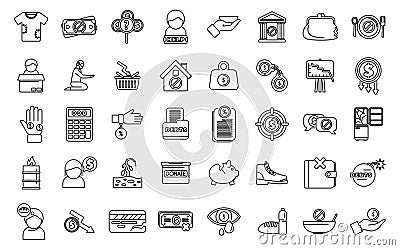 Poverty icons set outline vector. Charity donate help Vector Illustration