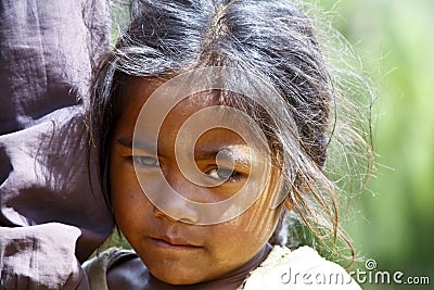 Poverty, portrait of a poor little African girl Stock Photo