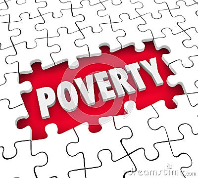 Poverty Puzzle Hole Poor Living Conditions Hunger Puzzle Pieces Stock Photo