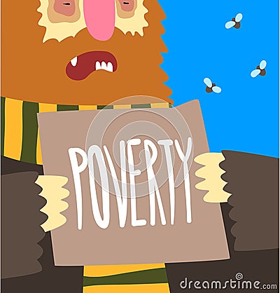 Poverty, social problem, help to homeless people poster banner template vector Illustration Vector Illustration