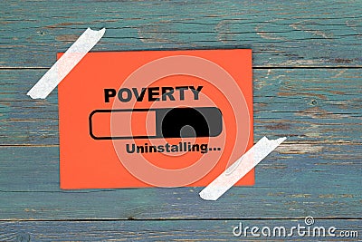 Poverty uninstalling on paper Stock Photo