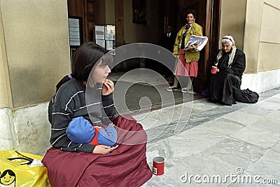 Poverty among women in Buenos Aires, Argentina Editorial Stock Photo