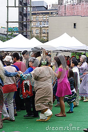 Pow-wow, first nation gathering in DTES Vancouver Editorial Stock Photo