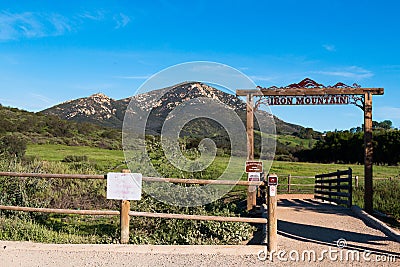 Wooden Fence and Trailhead Sign for Iron Mountain Trail Editorial Stock Photo