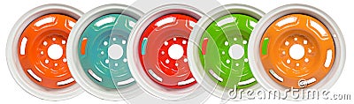 Powder coating of wheel disks Stock Photo