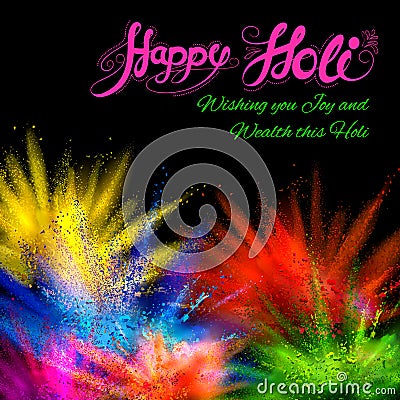 Powder color explosion for Happy Holi Background Vector Illustration