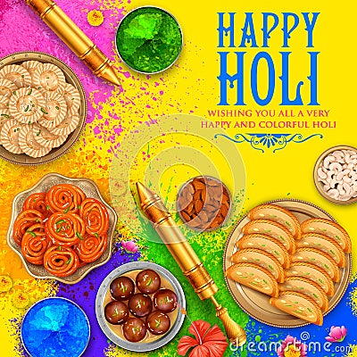 Powder color gulal for Happy Holi Background Vector Illustration