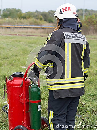 Powder extinguisher ready Editorial Stock Photo