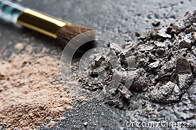 Powder makeup and brush Stock Photo