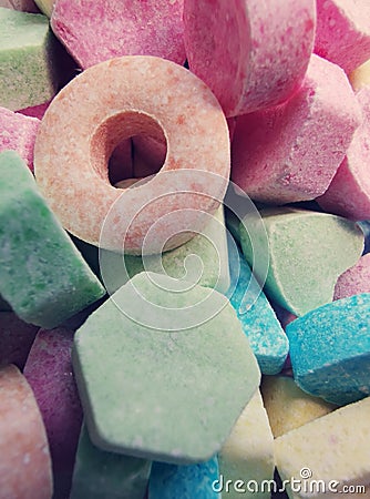 Powdered sweets, sugar candy background - group of colorful dessert Stock Photo