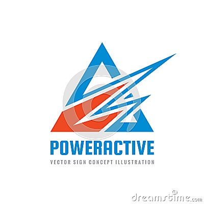 Power active - concept business logo template vector illustration. Abstract triangle and sharp shapes creative sign. Vector Illustration