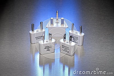 Power adapters for worldwide use Stock Photo