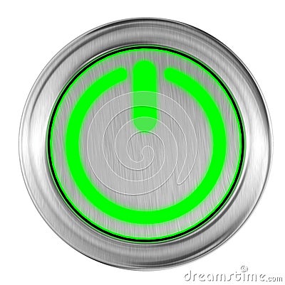 Power button green top view start push - 3d rendering Stock Photo