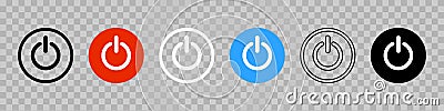 Power button. Start and off icon. Power and switch icon. Symbol shutdown for computer, tv and music. Set of graphic buttons Vector Illustration