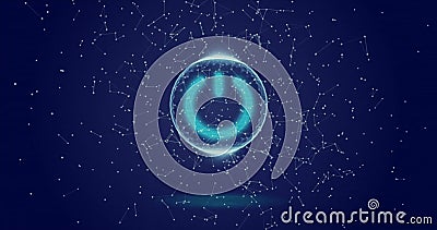 Power button symbol with connecting dots and lines, digital network image Stock Photo