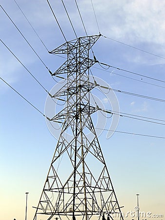 Power cable tower Stock Photo