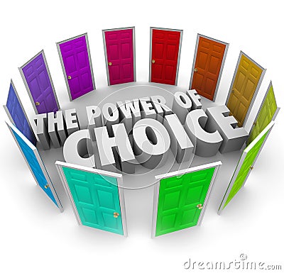 Power of Choice Many Doors Opportunity Decide Best Option Stock Photo